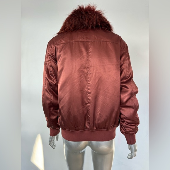 Bomber jacket Red Satin Fur collared M Calvin Klein Jeans - Picture 10 of 12